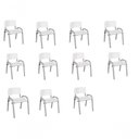 Ver imagem 1 de Kit 11 Cadeira Iso Infantil Creche, Base Cinza Branco