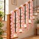 Ver imagem 4 de Kit 4 Corrente de Cerejeira Artificial para Decoração 180cm Branco e Rosa