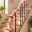 Ver imagem 7 de Kit 4 Corrente de Cerejeira Artificial para Decoração 180cm Branco e Rosa
