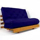 Ver imagem 4 de Sofá Cama Casal Futon Tokio Azul Royal Acquablock Madeira Maciça Cor Mel