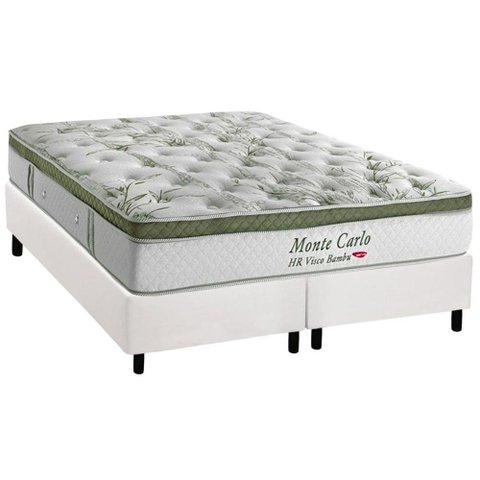 Cama Box Queen: Colchão Molas Herval Masterpocket Ensacadas Monte Carlo Hr Visco + Base Crc Courano