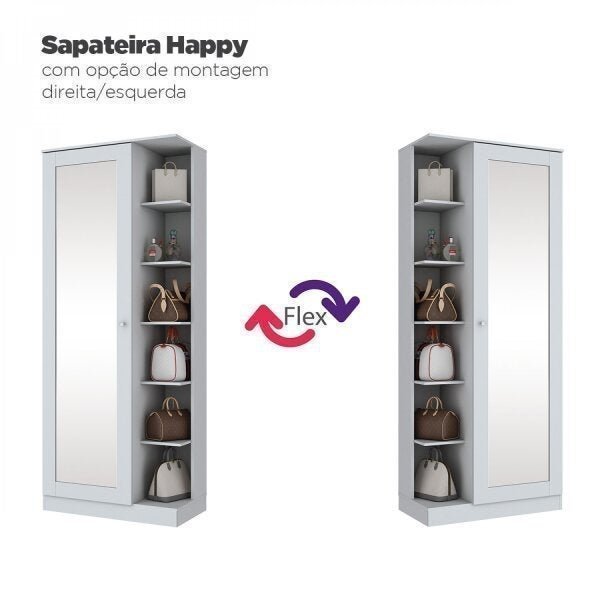 Sapateira 1 Porta com Espelho Happy Espresso Móveis - 7