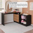 Ver imagem 7 de Penteadeira com Cômoda com 3 Gavetas e 2 Nichos American Preto/com Freijó