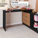 Ver imagem 4 de Penteadeira com Cômoda com 3 Gavetas e 2 Nichos American Preto/com Freijó