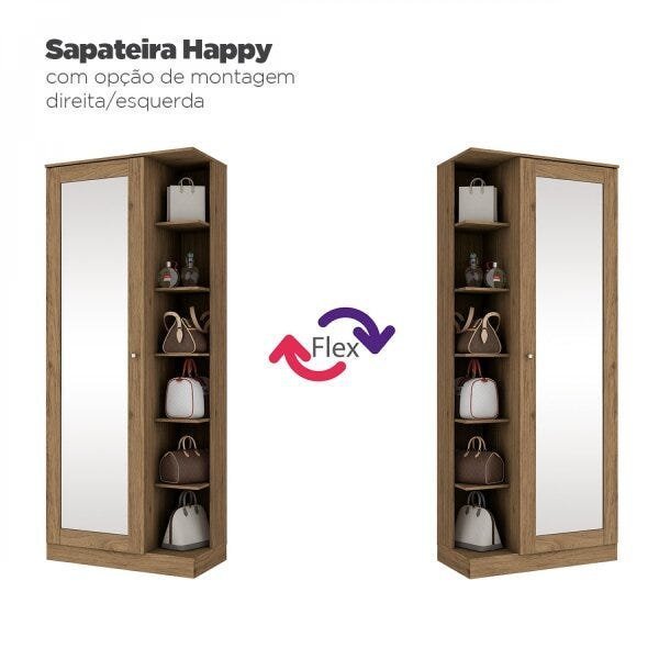 Sapateira com Espelho 1 Porta Happy Espresso Móveis - 7