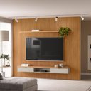 Ver imagem 6 de Painel Ripado para Tv 75 Pol Slats e Bancada Lisa 297x250cm L05 Nature Off White - Lyam Decor
