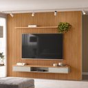 Ver imagem 5 de Painel Ripado para Tv 75 Pol Slats e Bancada Lisa 297x250cm L05 Nature Off White - Lyam Decor