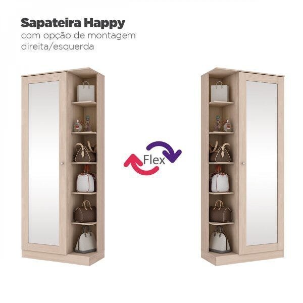 Sapateira 1 Porta com Espelho Happy Espresso Móveis - 7