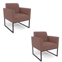 Ver imagem 1 de Kit 2 Poltronas Base Industrial Preto Marisa Veludo Rosê D03 - D'Rossi