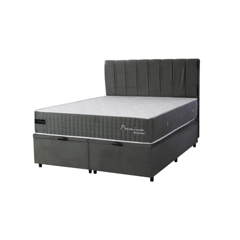 Kit Premium Box Baú Casal 1,38 Cinza