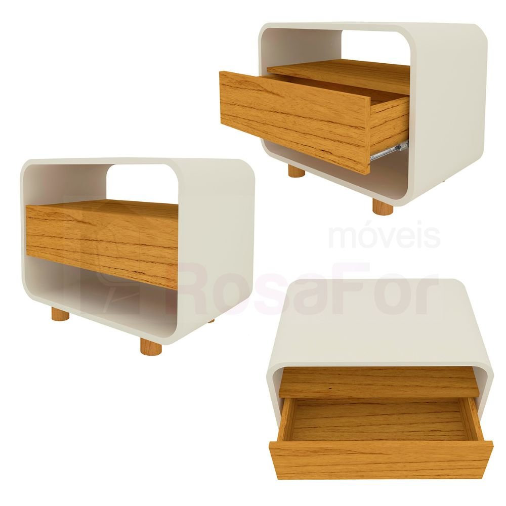 Cabeceira com Led e Mesa de Cabeceira 140/160/195 Innova Naturale Off White - Gelius - 6