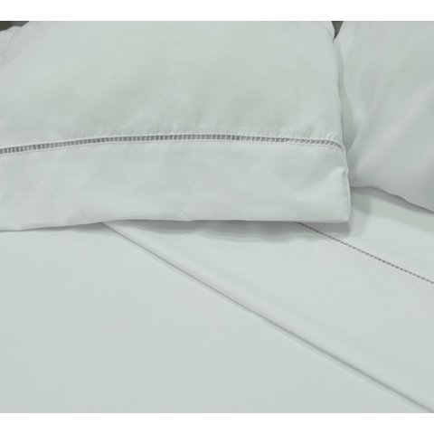 Jogo de Cama Lençol 400 Fios Casal P. Palito 4 Pçs Branco Casa Dona