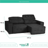 Sofá Retrátil e Reclinável Évora 3 Lugares 2,10m Veludo Luxor Preto Espuma D28 - 5