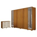 Ver imagem 1 de Guarda Roupa Casal Ares 6 Portas com Espelho Cinamomo com Cômoda San Marino 8 Gavetas Cinamomo Off-w