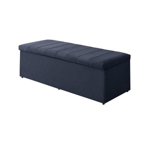 Calçadeira Baú Vitoria 138 cm Suede Azul Marinho