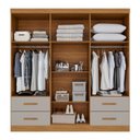 Ver imagem 4 de Guarda-Roupa Casal 6 Portas 4 Gavetas Texas Premium Marrom/Cinamomo/Off White
