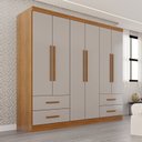 Ver imagem 1 de Guarda-Roupa Casal 6 Portas 4 Gavetas Texas Premium Marrom/Cinamomo/Off White