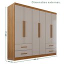 Ver imagem 4 de Guarda-Roupa Casal 6 Portas 4 Gavetas Texas Premium Marrom/Cinamomo/Off White