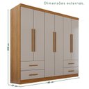 Ver imagem 3 de Guarda-Roupa Casal 6 Portas 4 Gavetas Texas Premium Marrom/Cinamomo/Off White