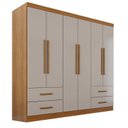 Ver imagem 2 de Guarda-Roupa Casal 6 Portas 4 Gavetas Texas Premium Marrom/Cinamomo/Off White