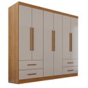 Ver imagem 3 de Guarda-Roupa Casal 6 Portas 4 Gavetas Texas Premium Marrom/Cinamomo/Off White