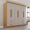 Ver imagem 1 de Guarda-Roupa Casal 6 Portas 4 Gavetas Texas Premium Marrom/Cinamomo/Off White