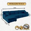 Ver imagem 3 de Sofá Retrátil e Chaise Orlando 420x210 Azul