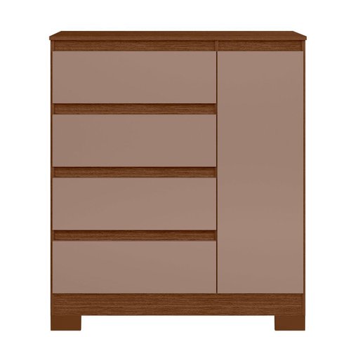 Cômoda Sapateira 1 Porta 4 Gavetas Olívia Nogueira/Capuccino