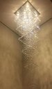 Ver imagem 1 de LUSTRE DE CRISTAL PARA PÉ DIREITO DUPLO COM 2,10 M DE ALTURA BASE DE INOX 70X70CM