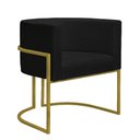Ver imagem 6 de Kit 4 Poltronas Reforçada Decorativa Sala Nayara Base Ferro Dourado Suede Preto