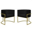 Ver imagem 3 de Kit 4 Poltronas Reforçada Decorativa Sala Nayara Base Ferro Dourado Suede Preto