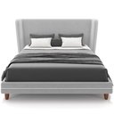 Ver imagem 1 de Cabeceira Queen Nilo 160cm com Cama Pés Madeira Suném P05 Veludo Cinza - Lyam Decor