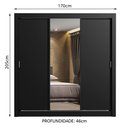 Ver imagem 3 de Guarda-Roupa Casal Madesa Lyon 3 Portas de Correr com Espelho 2 Gavetas Preto Cor:Preto