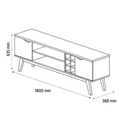 Conj. Sala de Estar Prism Patrimar Rack C/ Painel 1.8 + Buffet + Mesa de Centro Off White com Cumaru - 5
