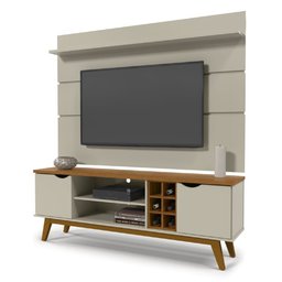 Conj. Sala de Estar Prism Patrimar Rack C/ Painel 1.8 + Buffet + Mesa de Centro Off White com Cumaru - 2