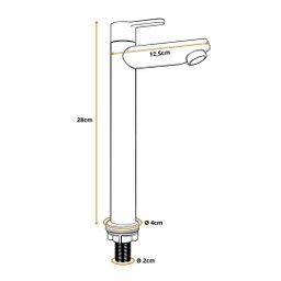 Torneira Bancada para Banheiro Bica Alta 28cm Lavabo Lavatorio Smart Depot Abertura 1/4 Cromado - 4
