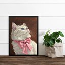 Ver imagem 2 de Quadro Decorativo Gato Laço de Fita Rosa 45x34cm - com Vidro:moldura Preta