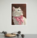 Ver imagem 1 de Quadro Decorativo Gato Laço de Fita Rosa 45x34cm - com Vidro:moldura Preta