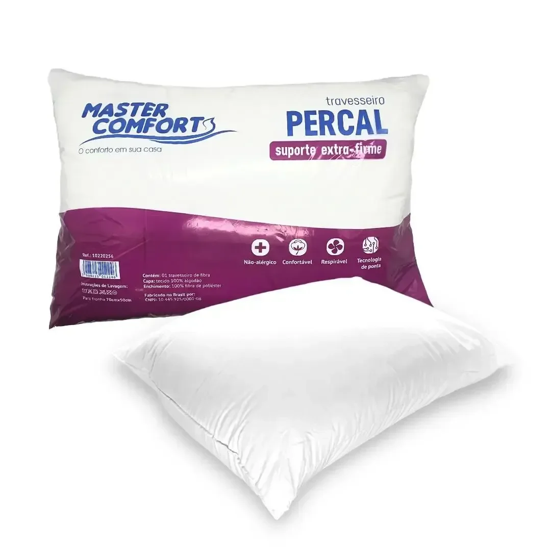 Travesseiro Fibra 50x70cm Percal Suporte Extra Firme