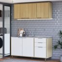 Ver imagem 1 de Cozinha Compacta Helena 120 Cm Helena 6 Portas 2 Gavetas Castanho/off White - Panorama Móveis