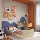 Ver imagem 1 de Cama Infantil Juvenil com Escrivaninha com Colchão Incluso Marrom/Carvalho Araguaia