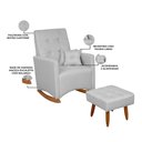 Ver imagem 3 de Poltrona de Amamentação e Descanso Anne com Base Balanço e Puff Linho Cinza - Desk Design