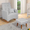 Ver imagem 2 de Poltrona de Amamentação e Descanso Anne com Base Balanço e Puff Linho Cinza - Desk Design
