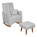 Ver imagem 1 de Poltrona de Amamentação e Descanso Anne com Base Balanço e Puff Linho Cinza - Desk Design