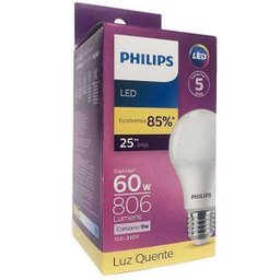 2 Lâmpadas Led Philips Bulbo 9w Branco Quente 806lm Equivale 60w - 1 2 Lâmpadas Led Philips Bulbo 9w Branco Quente 806lm Equivale 60w - 1