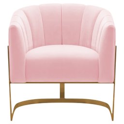 Poltrona Decorativa Sala de Estar Recepção Mavie Base de Ferro Dourado Suede Doce Sonho Móveis Rosa  - 6