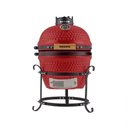 Ver imagem 1 de Churrasqueira Kamado Mini da Rasco Vermelho com Grelha em Aço Inox e Suporte. Ideal P/ até 3