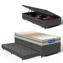 Ver imagem 1 de Cama Box Baú com Colchão de Molas Ensacadas Double Face Pillow Euro Alfa Probel + Auxiliar