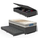 Ver imagem 1 de Cama Box Baú com Colchão de Molas Ensacadas Double Face Pillow Euro Alfa Probel + Auxiliar