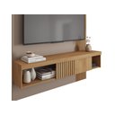 Ver imagem 4 de Painel para Tv até 45 Polegadas Sala Quarto Luxo Completo Ripado Moderno Rack Cor Fendi/buriti